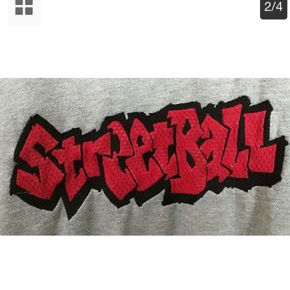 Vintage Adidas Hoodie L Grey w/ Blue Stripe - Picture 3 of 5